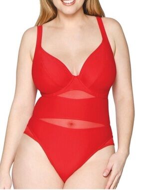 Curvy Kate NWT Ref Sheer Panles one Piece swimsuit size 34D